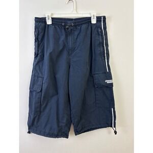 AEROPOSTALE Vintage Y2K Cargo Shorts Navy Blue Men's M Elastic‎ Waist Drawstring